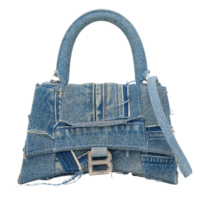Medium Hourglass, &pound;950, Handbags, Blue, Denim, Front view
